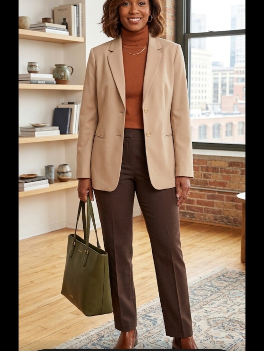 Talbots Tan Single-Breasted Blazer